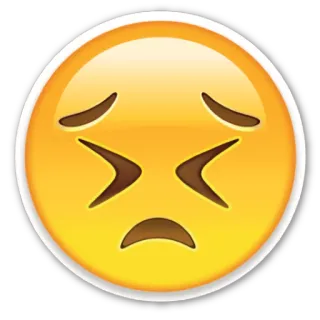 😣 Emoji, Triste, Deluso, Faccia, Giallo, Espressione telegram sticker