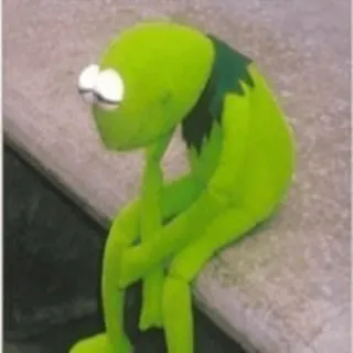 😔 Kermit kermit, triste, mème, grenouille, muppet telegram sticker