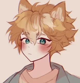 🌟 Anime, Catboy, Kemonomimi, Słodki, Ilustracja, Kreskówka telegram sticker