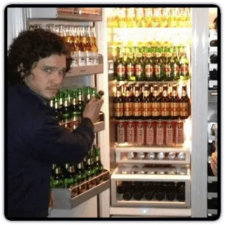 🤫 beer, fridge, alcohol, drinks, man, beverages, refrigerator whatsapp sticker