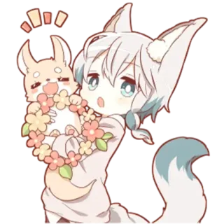 🌸 anime, chibi, kawaii, fox, cute, animal telegram sticker