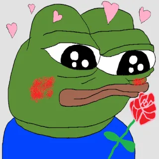 🥰 Pepe the Frog pepe, frog, love, kiss, rose, cute telegram sticker