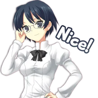 👍 Nice! anime, garota, óculos, legal telegram sticker