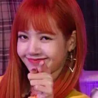🤘 Lisa K-pop, singer, woman, red hair, pointing, idol, Lisa, Blackpink telegram sticker