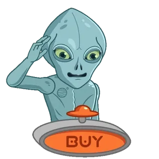 👽 BUY Alien, Tombol, Beli, Kartun, Luar angkasa, Futuristik whatsapp sticker