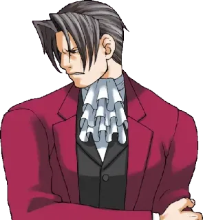 😠 Miles Edgeworth Ace Attorney 弁護士, 検察官, ビデオゲーム, アニメ, 真剣 telegram sticker