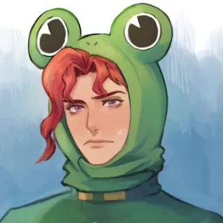 🐸 Noriaki Kakyoin JoJo's Bizarre Adventure Anime, Rana, Personaje, Retrato, Fanart telegram sticker