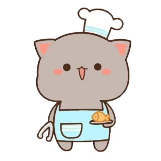 👨‍🍳 kucing, koki, memasak, kartun, imut, ikan, binatang telegram sticker