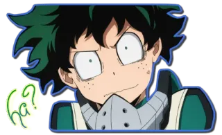 😐 Izuku Midoriya My Hero Academia ha? アニメ, 漫画, 面白い, キャラクター, 表情, 質問 telegram sticker