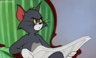 😐 Tom Cat Tom and Jerry cartoon, cat, newspaper, animated, Tom and Jerry telegram sticker