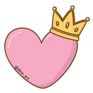 👑 @dew_art 하트, 왕관, 분홍, 귀여운, 카와이, 아트, 공주 telegram sticker