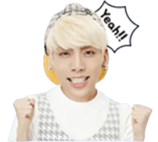 😄 Yeah!! взволнованный, счастливый, выражение, праздник, kpop, человек whatsapp sticker