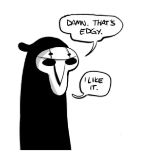 👍 DAMN. THAT'S EDGY. I LIKE IT. エッジの効いた, ダーク, ユーモア, コミック, ミーム, 面白い, カートゥーン telegram sticker