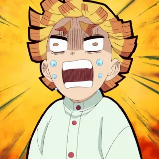 🏮 Zenitsu Agatsuma Demon Slayer animé, effrayé, cheveux jaunes, pleurer whatsapp sticker