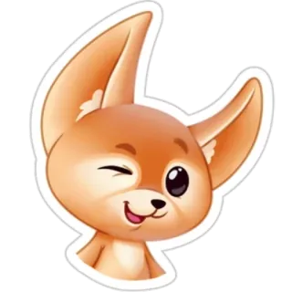 😉 zorro fénec, animal, pegatina, dibujos animados, mono, guiño telegram sticker