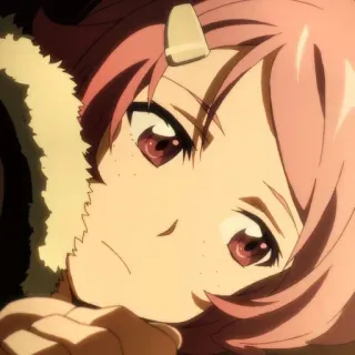 😕 anime, cô gái, tóc hồng, dễ thương, chân dung telegram sticker