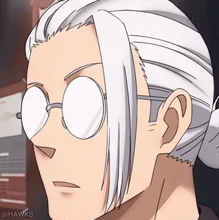 💘 @HAWKS anime, man, glasses, white hair whatsapp sticker