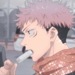 ✨ Yuji Itadori Jujutsu Kaisen Anime, Jujutsu Kaisen, Yuji Itadori, Lód na patyku, Jedzenie telegram sticker