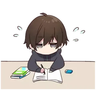 ✍ anime, studying, bored, tired, writing telegram sticker