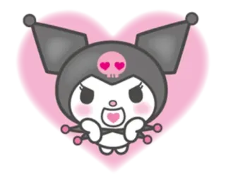 ❤️ Kuromi Cartoon, Schattig, Hart, Sanrio, Kawaii telegram sticker