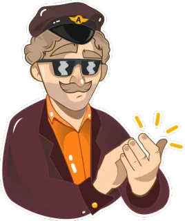👏 man, clap, applause, aviator hat, sunglasses, mustache, portrait telegram sticker