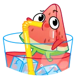 🍉 Patrick Star Spongebob Squarepants patrick etoile, spongebob, pastèque, boisson, dessin animé whatsapp sticker