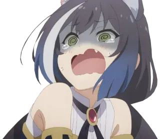 😫 anime, garota gato, chorando, assustado, preocupado, garota anime, angustiado whatsapp sticker