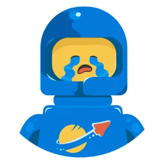 😭 Lego, astronot, sedih, menangis, luar angkasa, roket whatsapp sticker