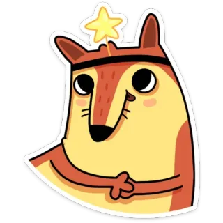 🌟 cartone animato, volpe, animale, carino, stella, cerchietto whatsapp sticker