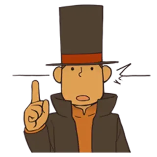 😮 Professor Layton 레이튼 교수, 비디오 게임, 퍼즐, 탐정, 캐릭터, 실크햇 whatsapp sticker