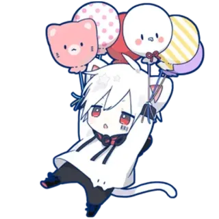 🎈 anime, kawaii, cat, balloons, cute, manga, chibi, cartoon whatsapp sticker
