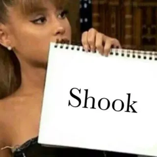 🤯 Shook mem, w szoku, Ariana Grande, reakcja, slang internetowy telegram sticker