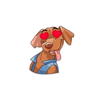 🤪 cachorro, amor, olhos, coração, desenho animado, fofo, animal telegram sticker