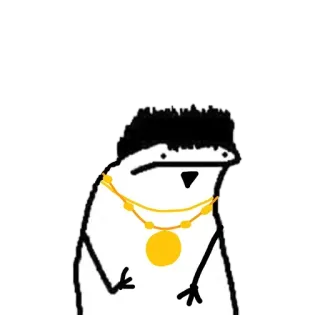 😐 pegatina, dibujo animado, personaje, flork, cadena de oro, dibujo whatsapp sticker
