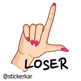 👉 LOSER perdente, gesto della mano, insulto, slang telegram sticker