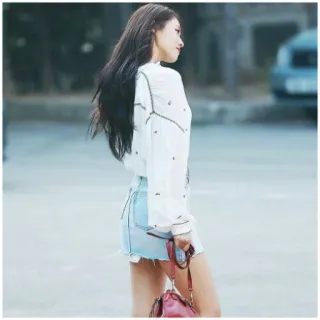 🌸 mujer, moda, estilo, casual, denim, falda, conjunto telegram sticker