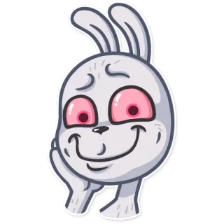 😅 ウサギ, ウサギ, キマってる, ハイ, 目, 動物, 漫画 telegram sticker