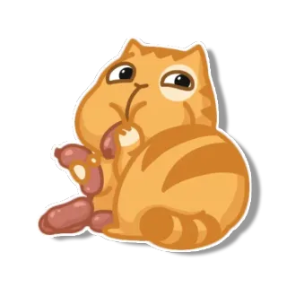 🍔 gato, salchicha, comiendo, animal, lindo telegram sticker