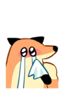 🤧 哭泣, 悲伤, 狐狸, 动物, 眼泪, 情绪化 telegram sticker
