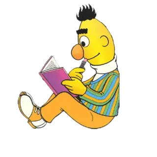📖 Bert Bert, Sesame Street, cartoon, reading, character whatsapp sticker