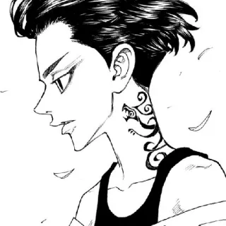 ☠️ Anime, Manga, Tatouage, Homme, Personnage, Noir et blanc telegram sticker