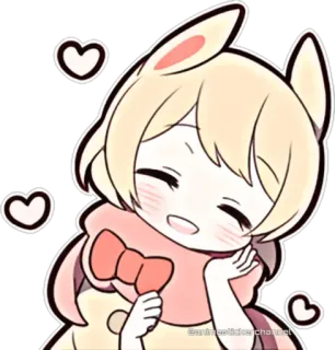 🥰 süß, kawaii, anime, hase, herzen, chibi, entzückend telegram sticker