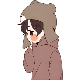 😕 cartoon, bear, cute, boy, anime telegram sticker