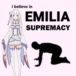 🙇 Emilia Re:Zero i believe in EMILIA SUPREMACY Аниме, Персонаж, Эмилия, Re:Zero, Превосходство, Вайфу, Мем telegram sticker