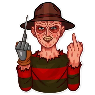 🖕 Freddy Krueger A Nightmare on Elm Street horror, villain, Freddy Krueger, A Nightmare on Elm Street, movie, slasher telegram sticker