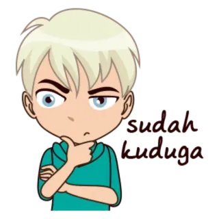🙄 Cartoon, Denken, Jongen, Twijfel, Piekeren, Karakter whatsapp sticker