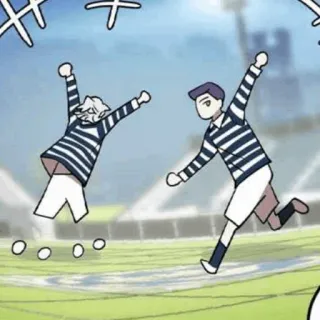 🌑 cartoon, sports, soccer, team, celebration, field telegram sticker