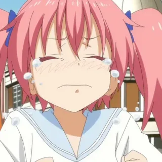 🥺 Anime, weinen, Mädchen, rosa Haare, Tränen telegram sticker