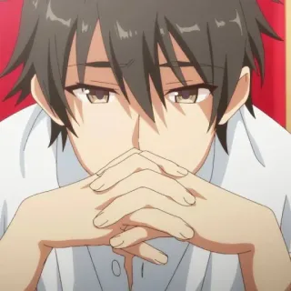 😐 Anime, Hombre, Serio, Retrato, Dibujo animado whatsapp sticker