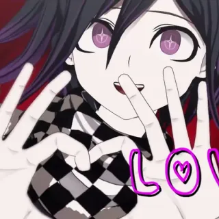 💗 LOVE любовь, аниме, мультфильм, сердце, знак мира telegram sticker